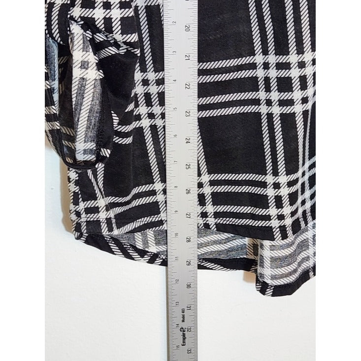 New York Laundry Black and White Plaid Tunic Button Down Shirt Size XL NWT