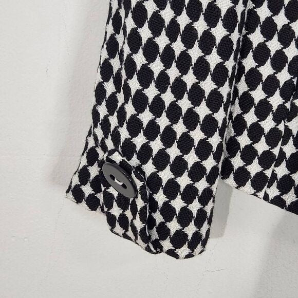 Robert Louis Black and White Graphic Circle Print Blazer Size 6
