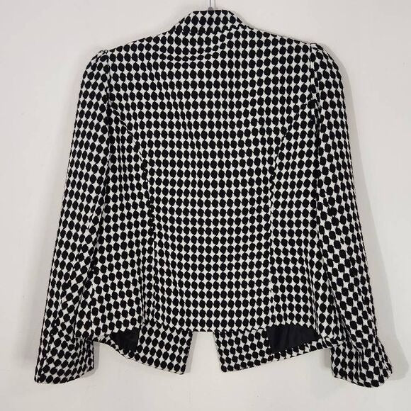 Robert Louis Black and White Graphic Circle Print Blazer Size 6