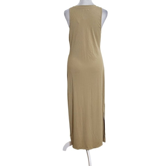 Love J Tan Sleeveless Bodycon Midi Dress NWOT Size XL Stretchy Ribbed Knit Dress