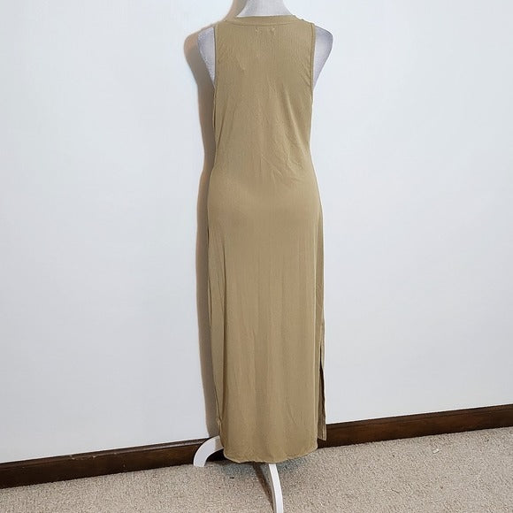 Love J Tan Sleeveless Bodycon Midi Dress NWOT Size XL Stretchy Ribbed Knit Dress