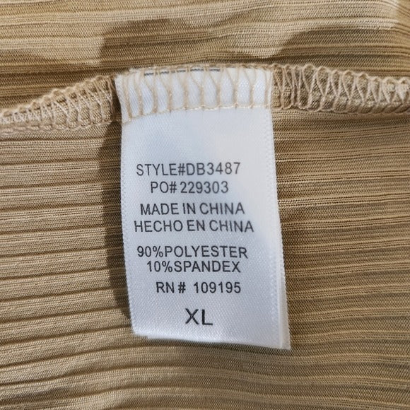 Love J Tan Sleeveless Bodycon Midi Dress NWOT Size XL Stretchy Ribbed Knit Dress
