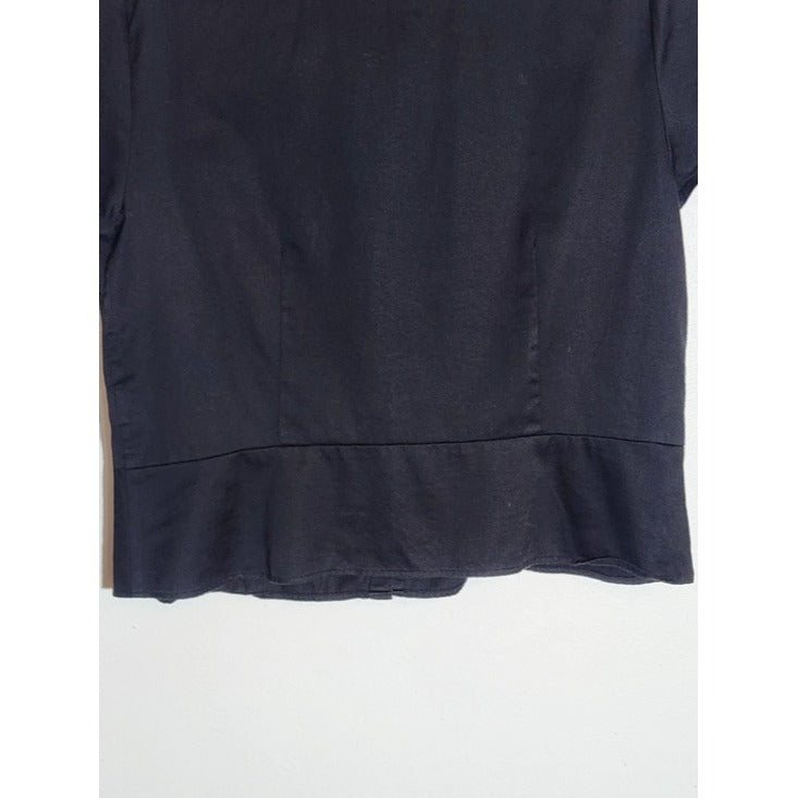 Talbots Black Cotton Button Up Blouse Size 14 Petite