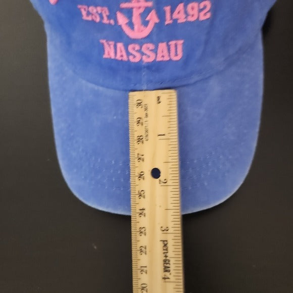 Bahamas Blue and Pink Embroidered Baseball Hat One Size