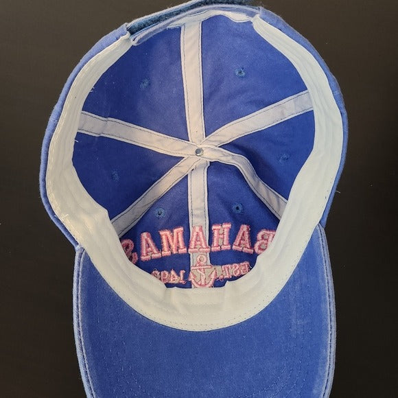 Bahamas Blue and Pink Embroidered Baseball Hat One Size