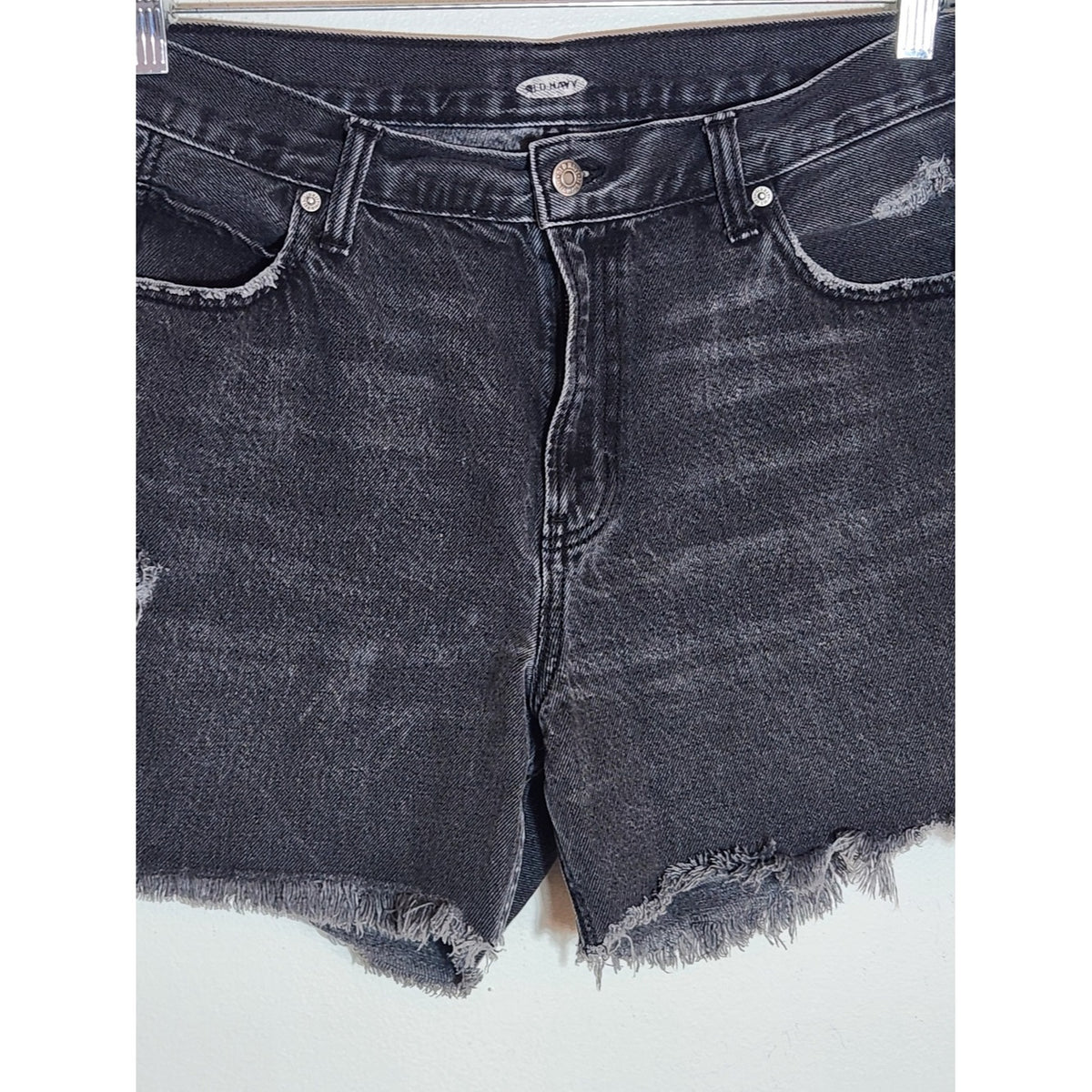 Old Navy Black Distressed Cutoff Denim Jean Shorts Size 14