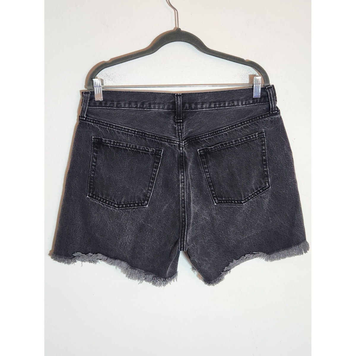 Old Navy Black Distressed Cutoff Denim Jean Shorts Size 14
