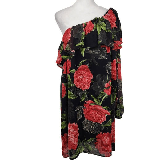 ee:some Red Floral One Shoulder Dress NWT Size Large Wedding Guest Dress