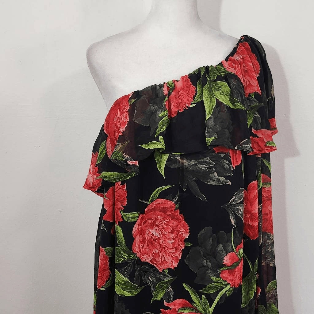 ee:some Red Floral One Shoulder Dress NWT Size Large Wedding Guest Dress