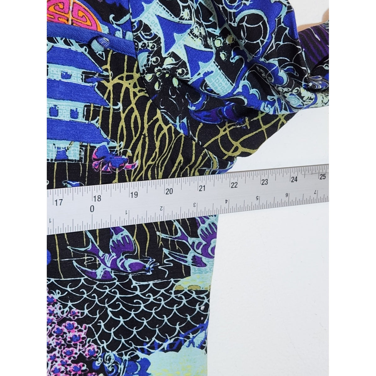 Norm Thompson Blue Multicolor Print 3/4 Sleeve Tunic Top Size Large