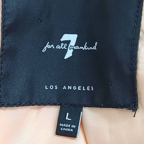 7 for All Mankind Peach Faux Leather Oversized Bomber Jacket Size Large