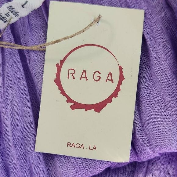Raga Purple Dyed Flirty Mini Skirt with Crochet Lace Hemline Size Large, New
