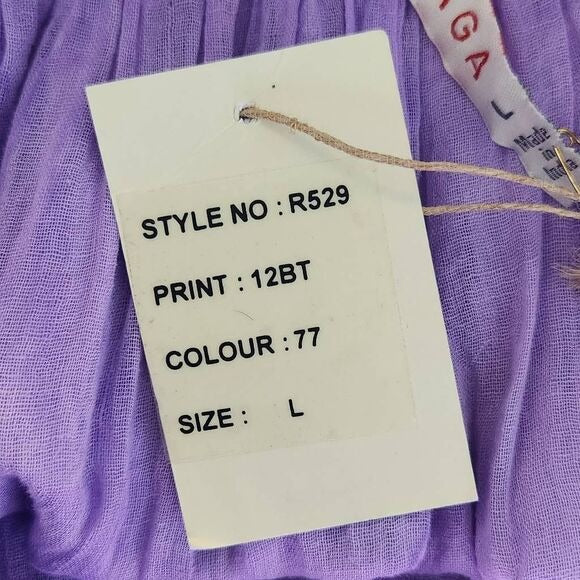Raga Purple Dyed Flirty Mini Skirt with Crochet Lace Hemline Size Large, New