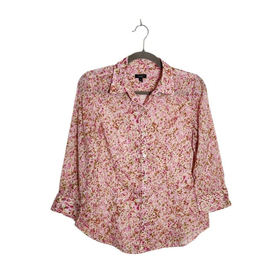 Talbots Pink and Green Floral Button-Down Shirt Size 6