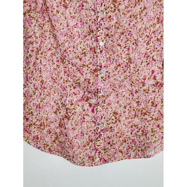 Talbots Pink and Green Floral Button-Down Shirt Size 6