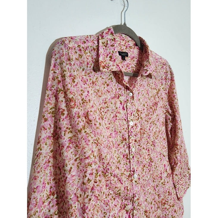 Talbots Pink and Green Floral Button-Down Shirt Size 6