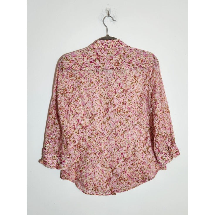 Talbots Pink and Green Floral Button-Down Shirt Size 6