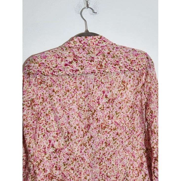 Talbots Pink and Green Floral Button-Down Shirt Size 6