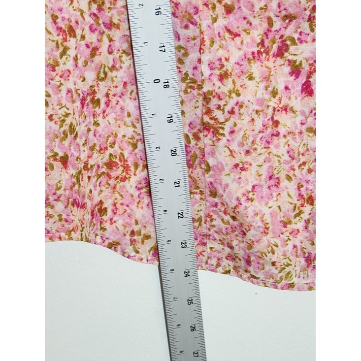 Talbots Pink and Green Floral Button-Down Shirt Size 6