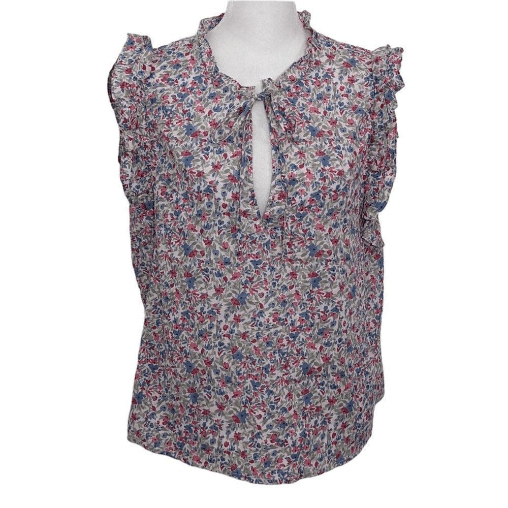 BB Dakota Floral Blouse Size Medium NWT Coquette Cotton Floral Peasant Top