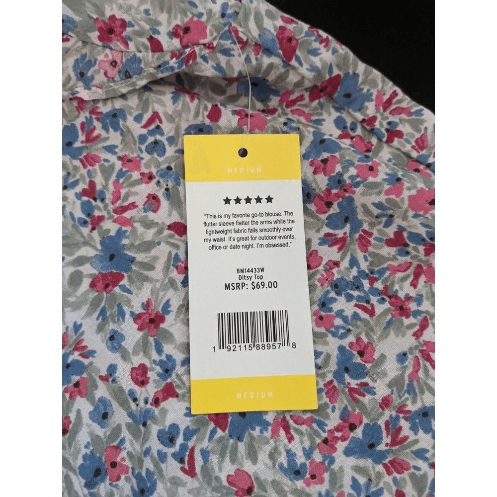 BB Dakota Floral Blouse Size Medium NWT Coquette Cotton Floral Peasant Top