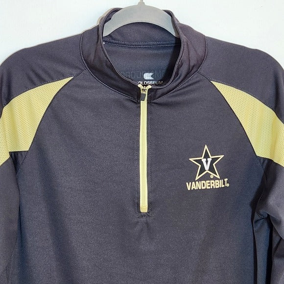 Colosseum Athletics Gray and Gold Vanderbilt Quarter Zip Pullover Size Medium