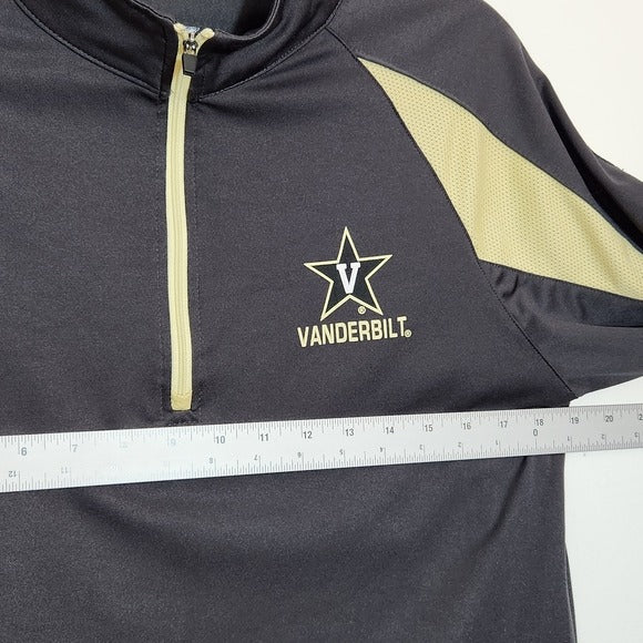 Colosseum Athletics Gray and Gold Vanderbilt Quarter Zip Pullover Size Medium