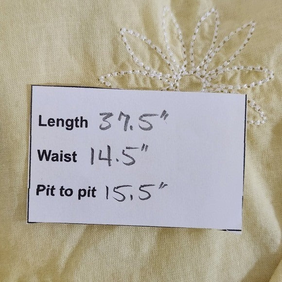 Lapis Yellow Sleeveless Midi Dress with Embroidery Sz Large Wedding Guest Dress