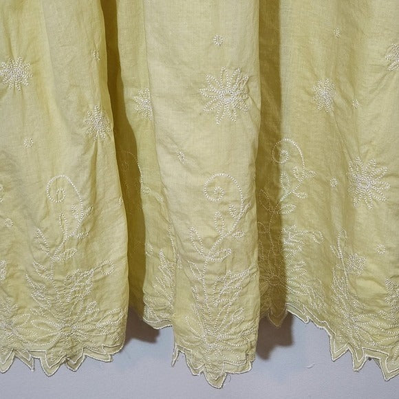 Lapis Yellow Sleeveless Midi Dress with Embroidery Sz Large Wedding Guest Dress