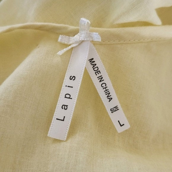 Lapis Yellow Sleeveless Midi Dress with Embroidery Sz Large Wedding Guest Dress