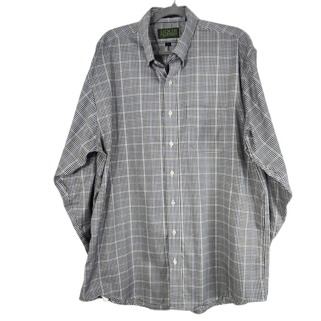 Dixie Pickers Black and Blue Plaid Button-Up Shirt Size XL Preppy Plaid Shirt