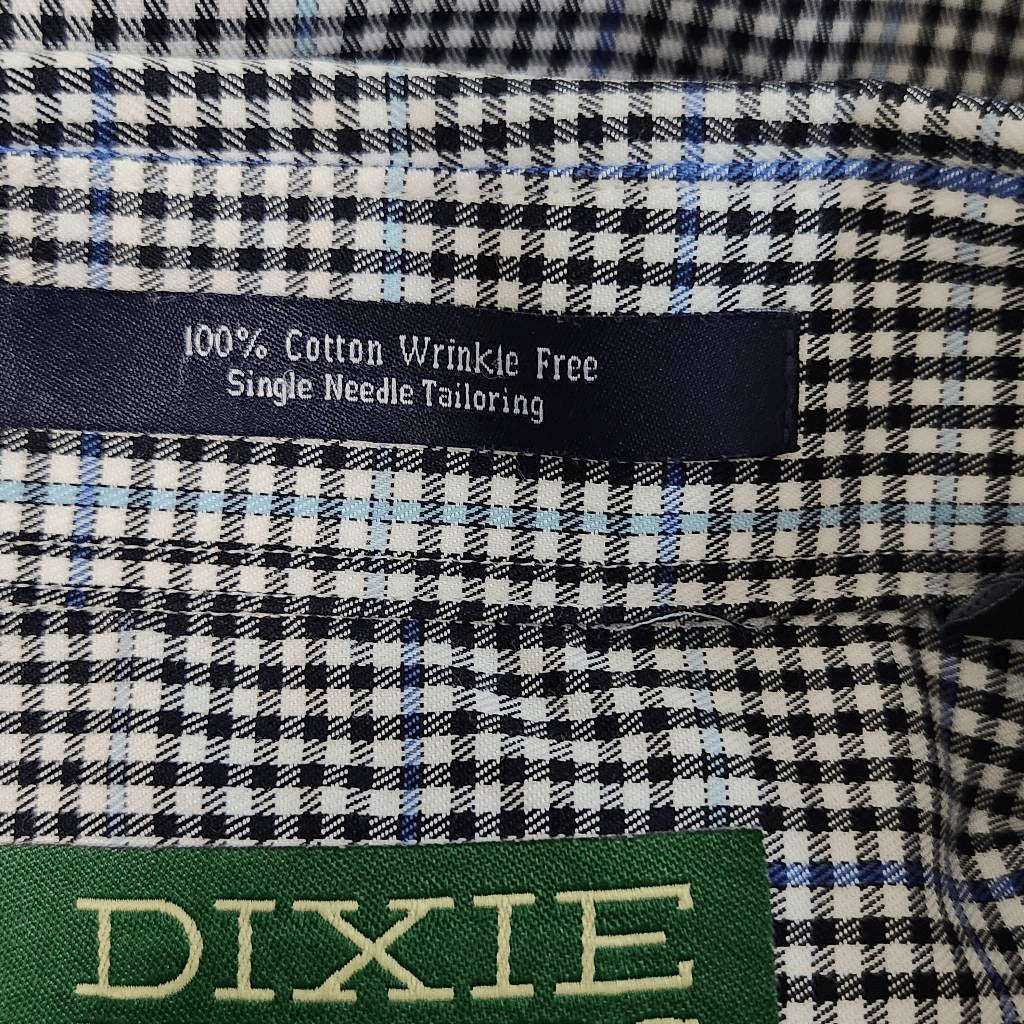 Dixie Pickers Black and Blue Plaid Button-Up Shirt Size XL Preppy Plaid Shirt