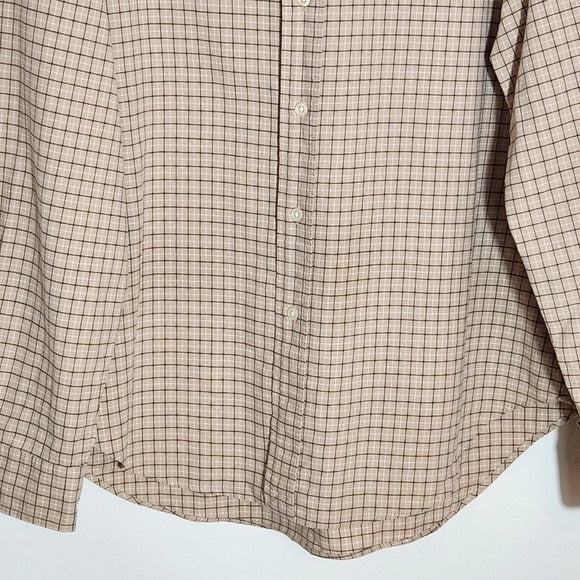 Ralph Lauren Khaki Plaid Button-Down Shirt Size Large