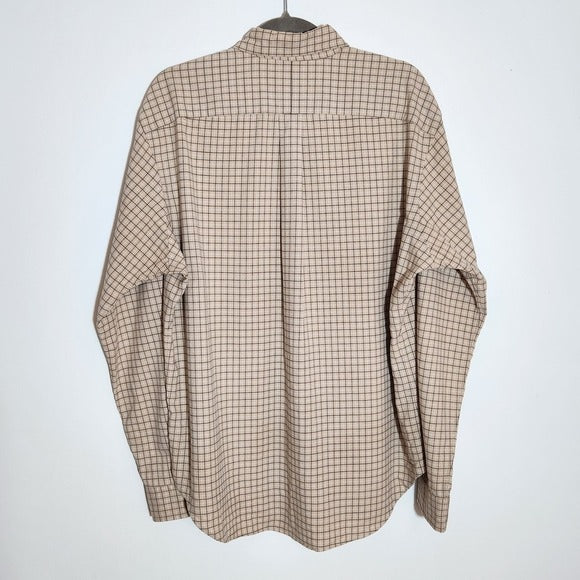 Ralph Lauren Khaki Plaid Button-Down Shirt Size Large