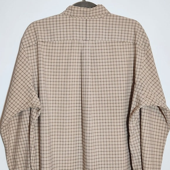 Ralph Lauren Khaki Plaid Button-Down Shirt Size Large