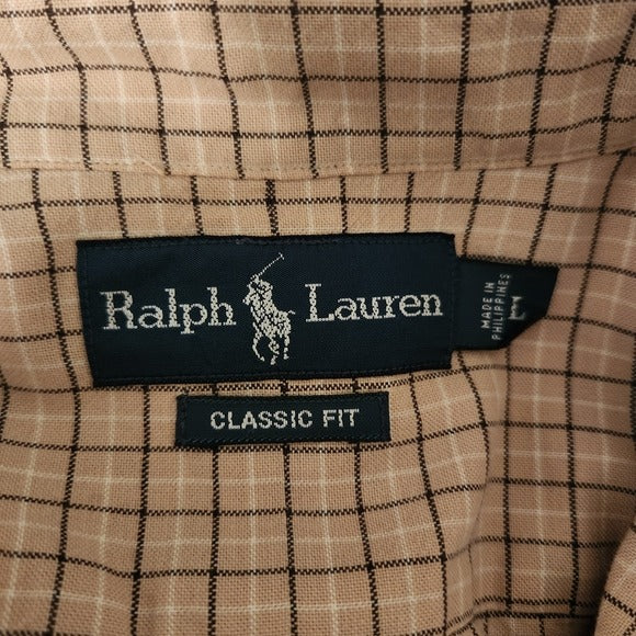 Ralph Lauren Khaki Plaid Button-Down Shirt Size Large
