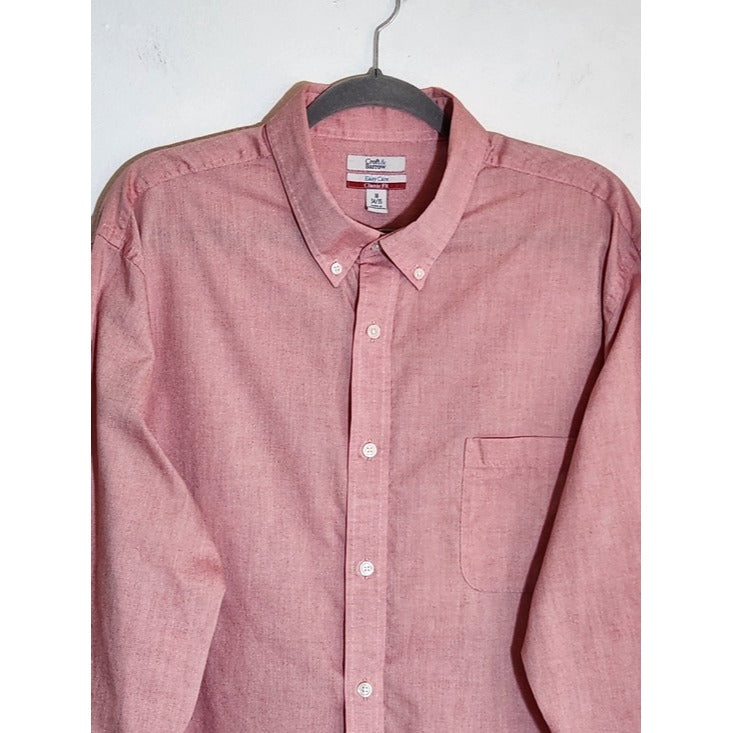 Croft and Barrow Pink/Nantucket Red Button Down Shirt Size 18 34/35