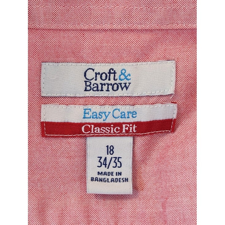 Croft and Barrow Pink/Nantucket Red Button Down Shirt Size 18 34/35
