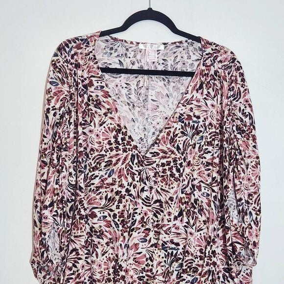 Venus Pink Floral Print Blouse Size 2X Plus Size Floral Blouse