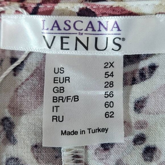 Venus Pink Floral Print Blouse Size 2X Plus Size Floral Blouse