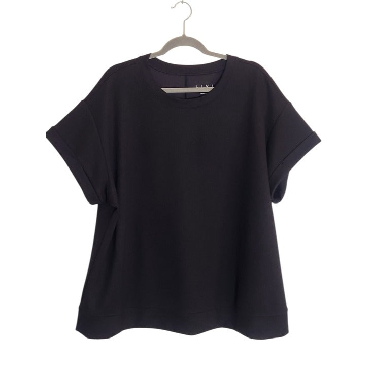 LIVI by Lane Bryant Black Ribbed Knit Activewear Top Size 22/24
