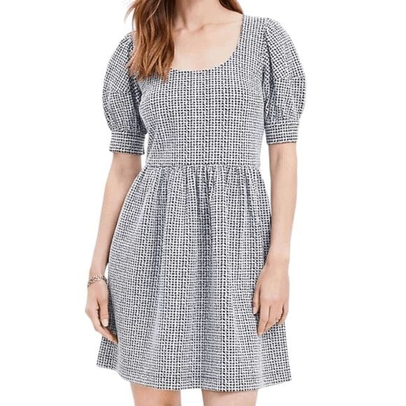LOFT Black and White Babydoll Dress Size Medium