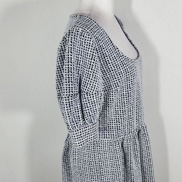 LOFT Black and White Babydoll Dress Size Medium