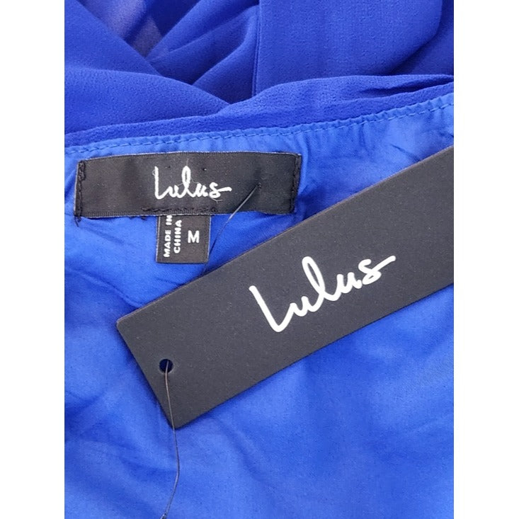 Lulus Royal Blue Halter Tie-Back Mini Cocktail Dress Size Medium NWT