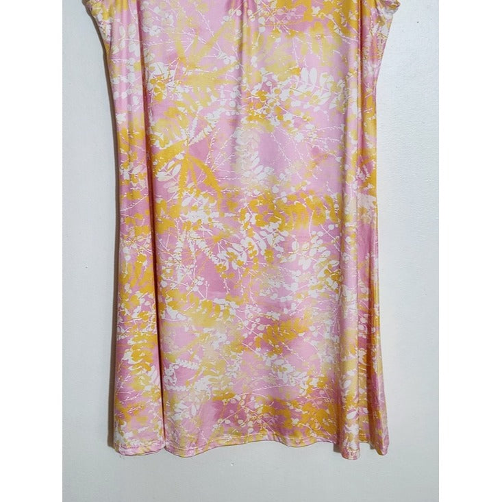 One World Pink and Yellow Print Sleeveless Dress Size XL