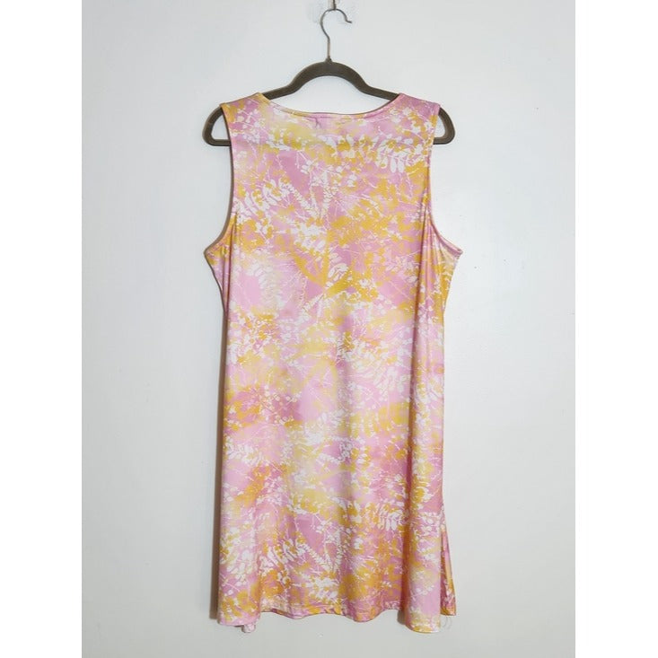 One World Pink and Yellow Print Sleeveless Dress Size XL