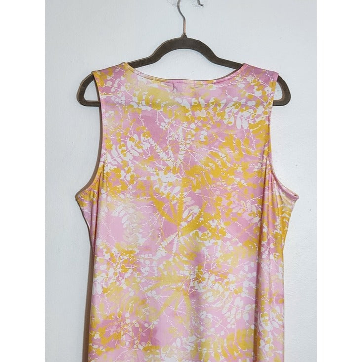 One World Pink and Yellow Print Sleeveless Dress Size XL