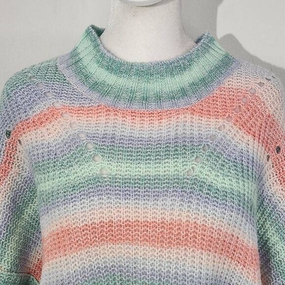 Hooked Up Pastel Stripe Sweater Size XL Pink Purple Green Pastel Sweater New