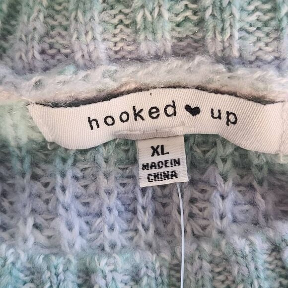 Hooked Up Pastel Stripe Sweater Size XL Pink Purple Green Pastel Sweater New