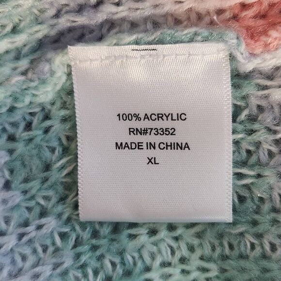 Hooked Up Pastel Stripe Sweater Size XL Pink Purple Green Pastel Sweater New